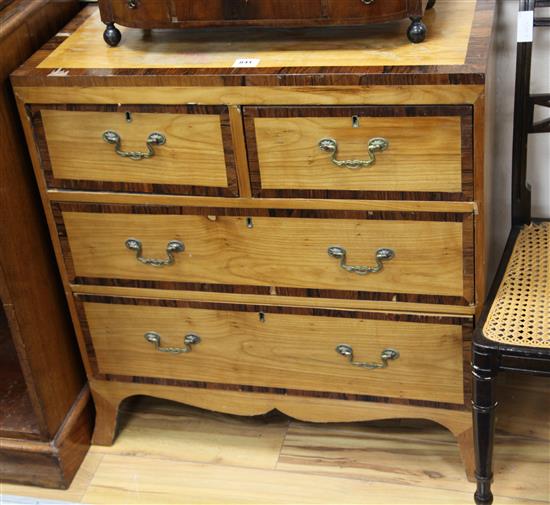 A pair of rosewood banded satinwood chests, W.78cm